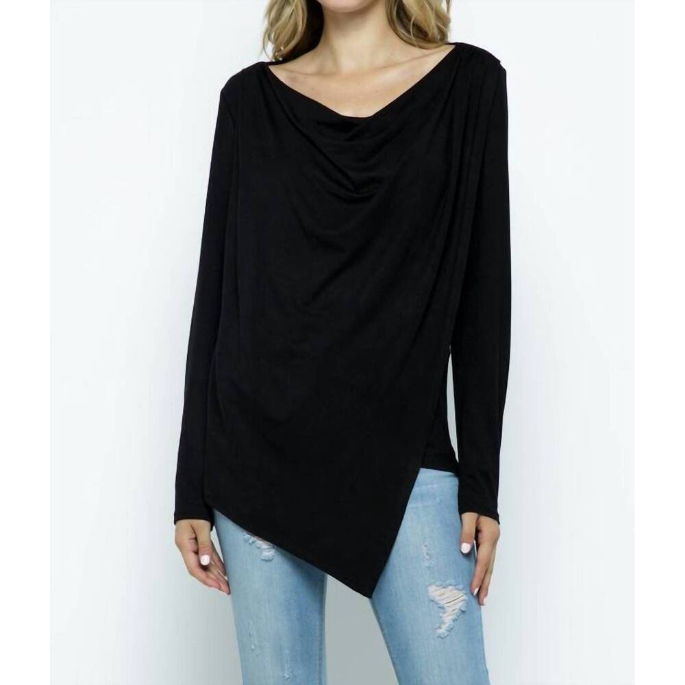 NEW ELLIS cowl asymmetric top in black